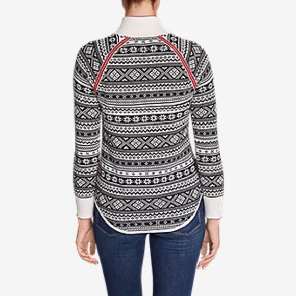 Eddie Bauer Fair Isle Engage Nordic 1/4 Zip Pullover Ski Sweater, Size Large - Picture 2 of 14